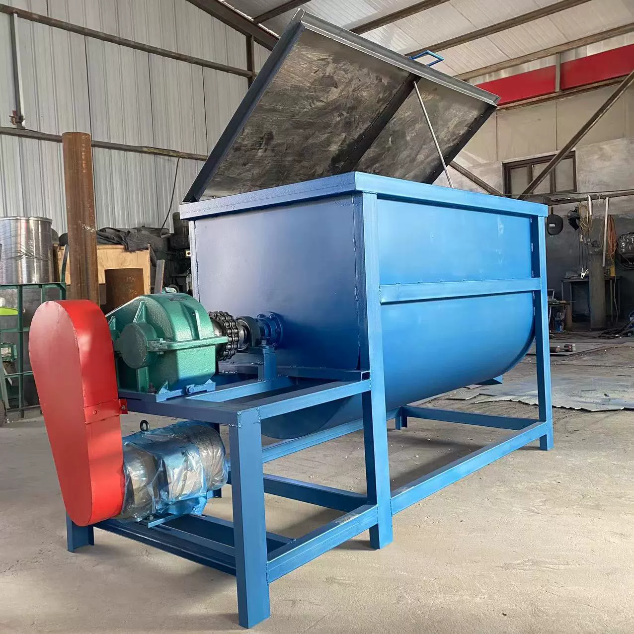 Машина для смешивания весов пшеницы, 1000 кг, горизонтальное смесительное оборудование, смесительная машина для смешивания водой с 2 кубами
