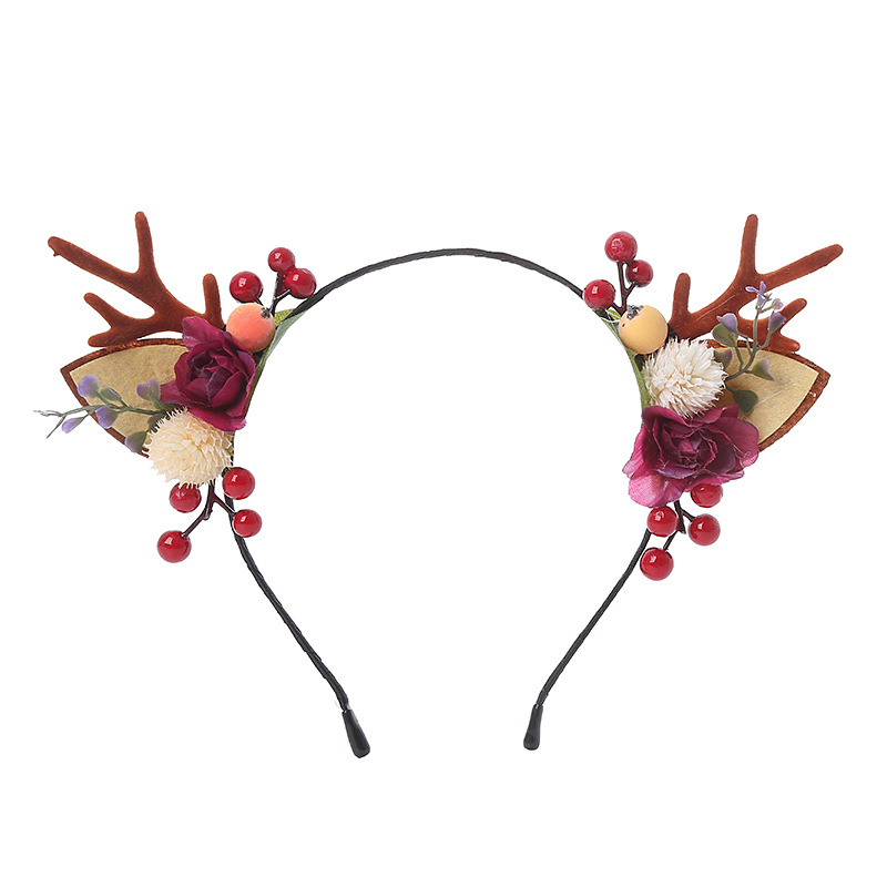 Navidad tocado diadema Nueva simulación Antler diadema Navidad diadema niños flor tocado DIY Navidad tocado