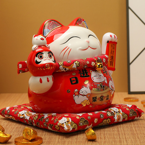 Lucky cat ornaments, large and small, automatic waving hands, shop cashier counter, home living room decoration, lucky cat gifts