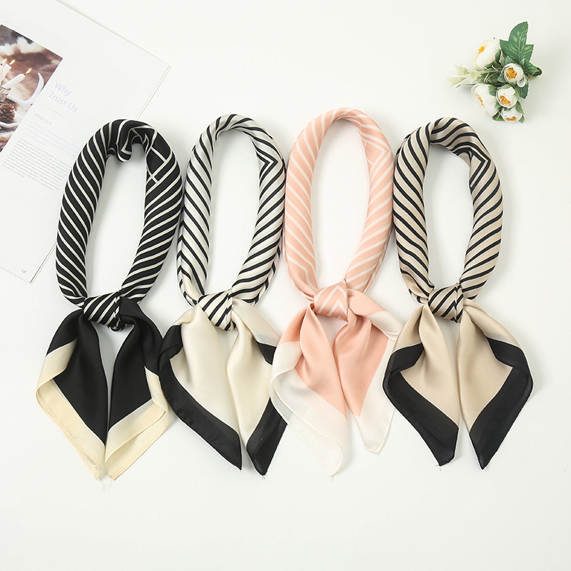 Women's Simple Style Stripe Satin Printing Silk Scarves display picture 5