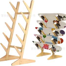 木制滑板收纳架可移动冲浪滑雪板置物架落地多层滑板收纳置物架