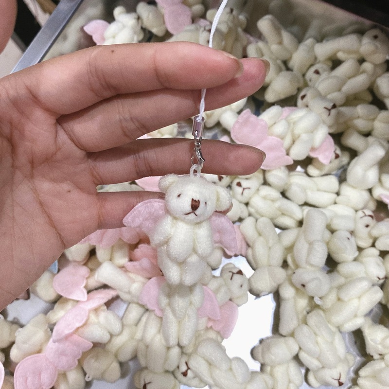 ぼんやりしている天使の熊の携帯チェーンの人形のぬいぐるみのペンダントはかわいいキーホルダーins関節熊を掛けます。|undefined