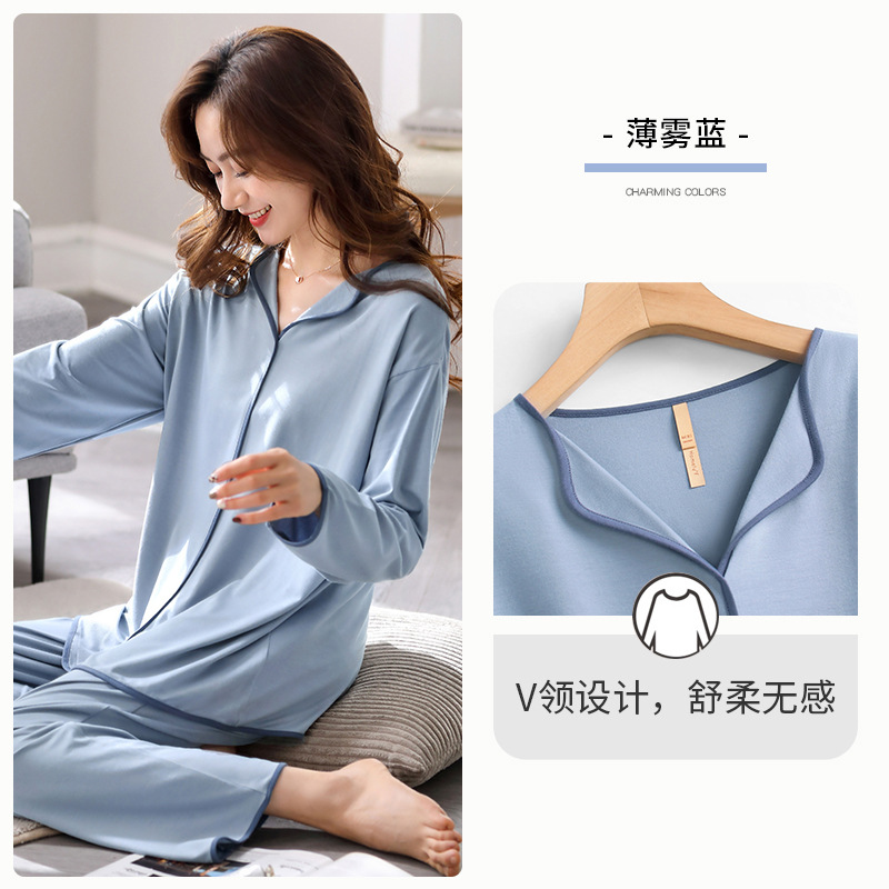 2023 nuevos pijamas de primavera y otoño las mujeres 100% algodón inicio desgaste manga larga alto sentido traje