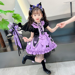 女の子用クロミロリータプリンセス子供用サマードレススカート小悪魔スカートファッショナブルなベビードレス