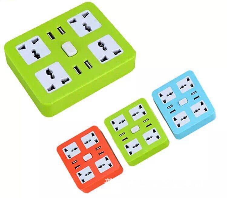 创意特色办公4USB 四方 充电水果插排插座批发USB智能插座