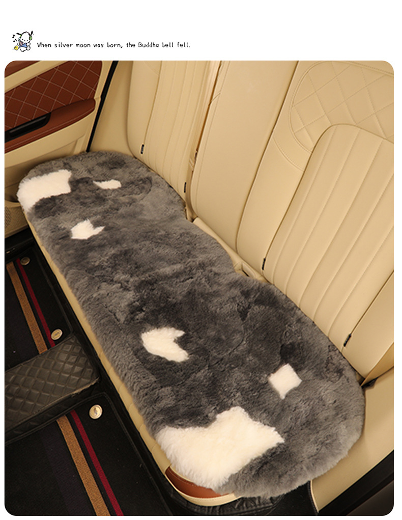 Pure wool car cushion single piece winter fur integrated three-piece car cushion warm plush seat cushion rear row strip