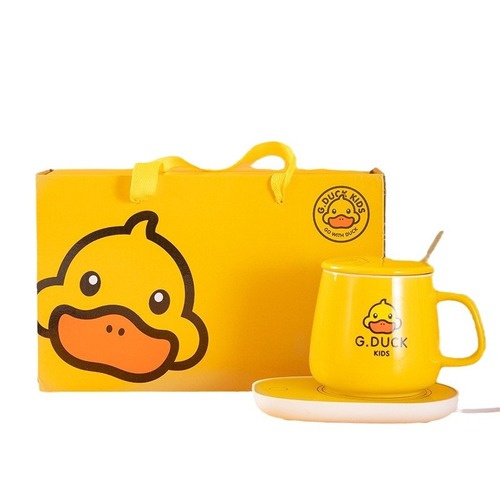 Small Yellow Duck Warm Cup 55℃ Constant Temperature Cup Gift Set with Automatic Heating and Insulation Ceramic Cup Smart Heating Cup Warmer