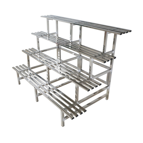 Stainless steel flower stand balcony multi-layer flower stand outdoor outdoor step-style storage rack widened succulent large flower pot stand