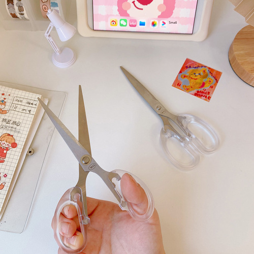Korean ins style simple transparent scissors home student scissors office account cutting stationery scissors diy paper scissors