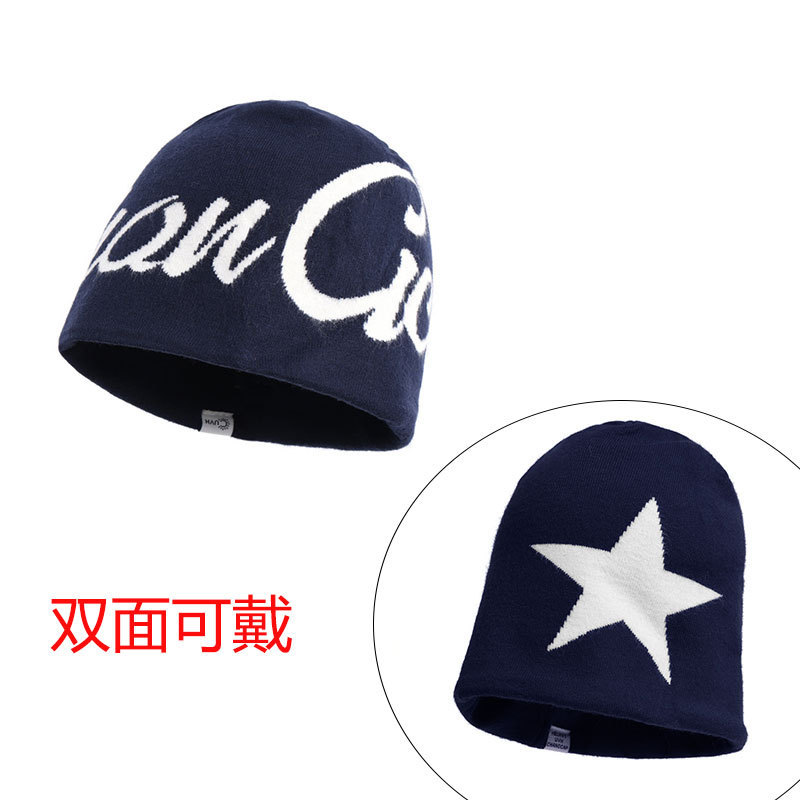 双面可戴跨境针织包头帽子男女简约百搭护耳堆堆帽户外运动毛线帽|undefined