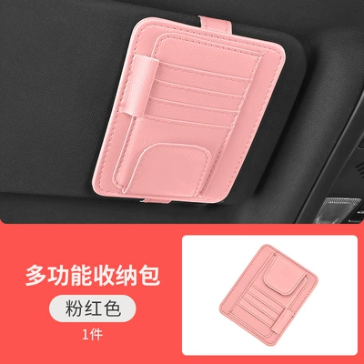 Car Sun Visor Storage Clip Multifunctional Car Glasses Clip Card Business Card Id Clip Bill Interior Storage Bag (Car Glasses Clip/Bill Clip) - aa-pink