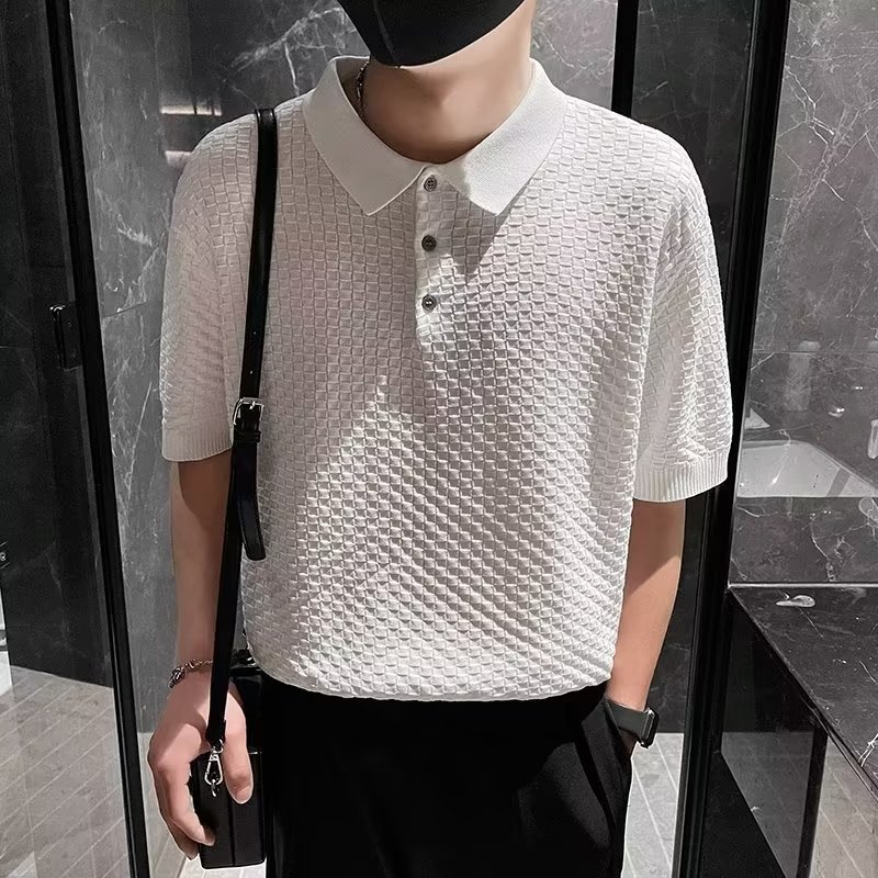 Nueva moda de verano de manga corta con cuello POLO ins nano waffle popular estilo de Hong Kong tops de moda para estudiantes