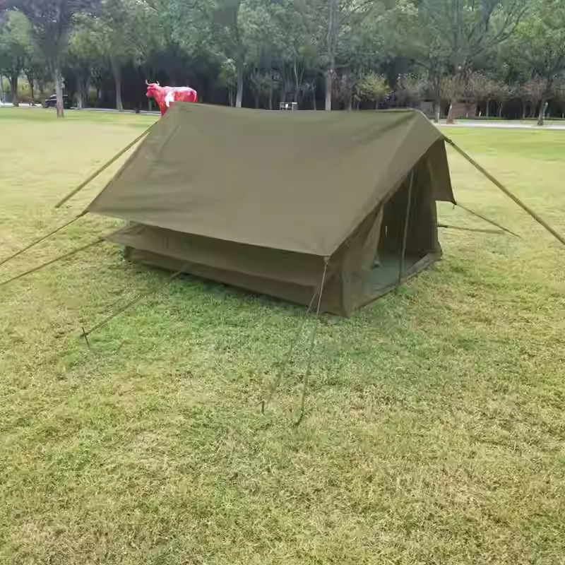 Outdoor Retro A-Shaped Tent for Two People, Rainproof Oxford Cloth Camping Tent, Portable Self-Driving Picnic Tent