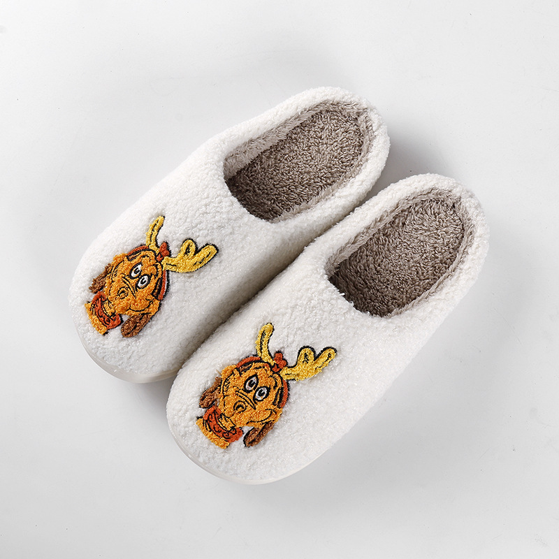 New Comfortable Home Grinch Warm Winter Cotton Slippers Couple Men's and Women's Thick Sole Soft Sole Shoes Thick Non-slip