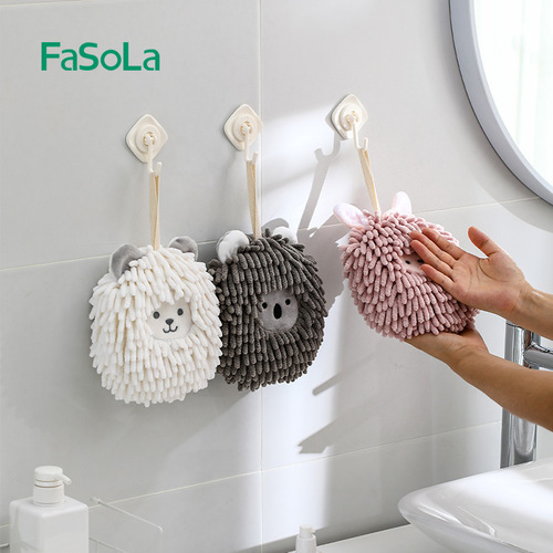 FaSoLa hanging absorbent thickened hand towel children's hand towel bathroom kitchen cute animal hand ball