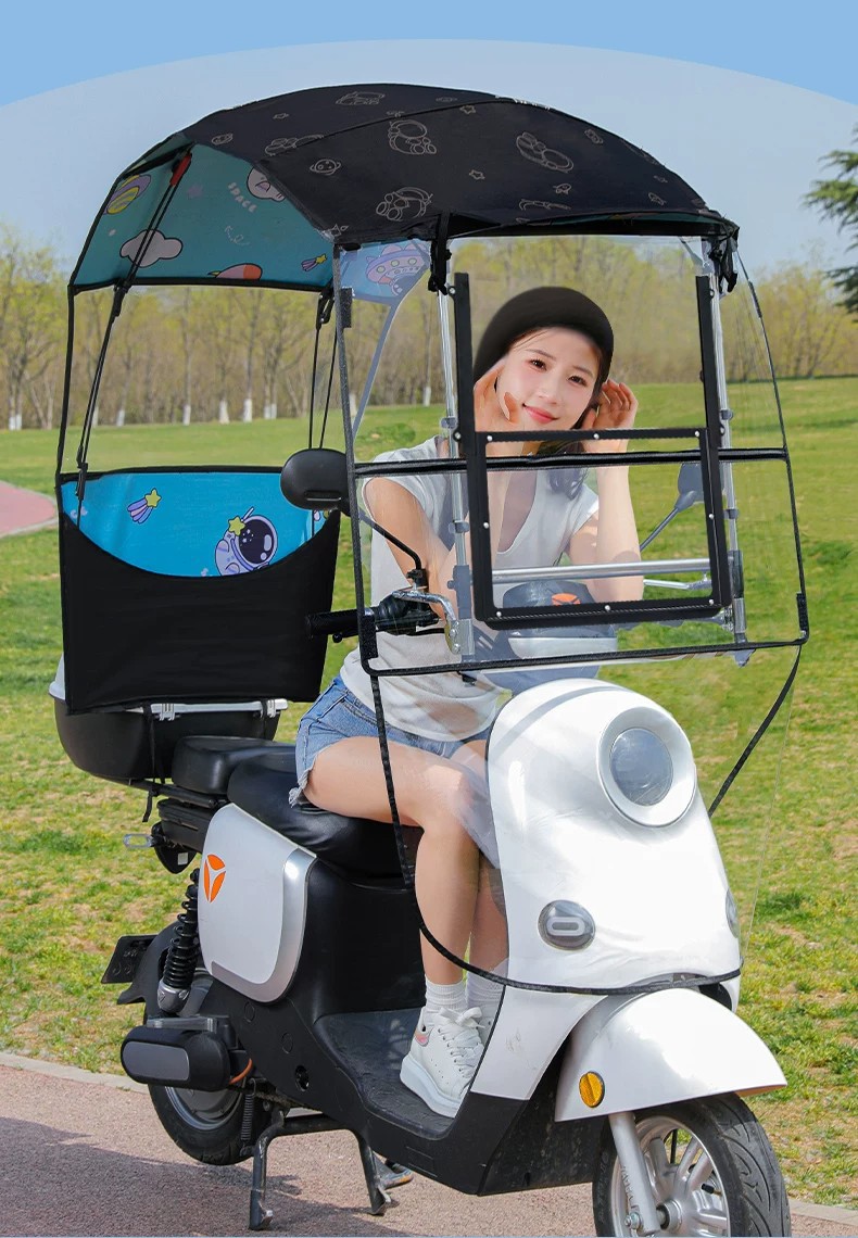 New model of electric vehicle canopy, retractable, foldable, quick-release sunshade, waterproof and sun-proof, for electric motorcycles