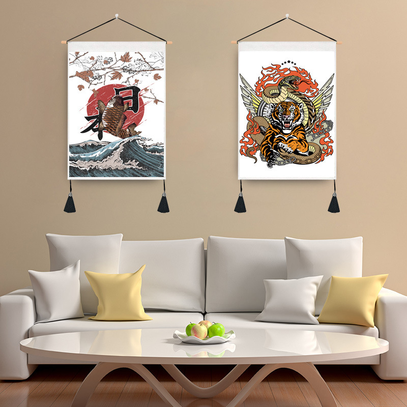 Tattoo Tattoo Studio Decoration Background Cloth Bar Restaurant Renovation Hanging Cloth Japanese Ukiyo-e Tape Painting Prajna