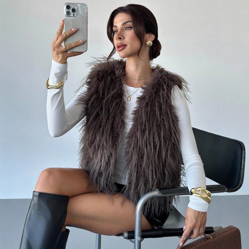 European and American Foreign Trade Women's Clothing Autumn and Winter New Style Women's Faux Fur Coat Vest Top Artificial Fur Vest European and American Foreign Trade Women's Clothing Autumn and Winter New Style Women's Faux Fur Coat Vest Top Artificial Fur Vest