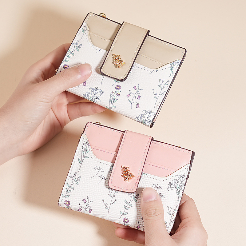 Diseño original cartera corta ins nicho de mujeres bolsas de cambio bolsas de tarjetas pequeñas frescas billeteras de estudiantes de mujeres sentido superior