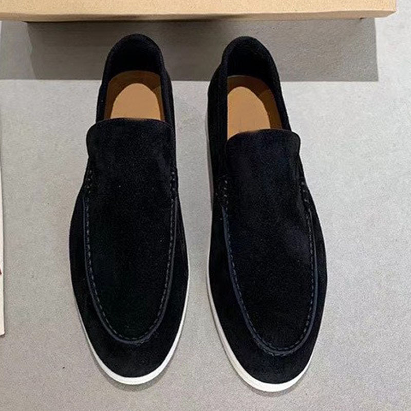 New New Genuine Leather Flat Slip-On Casual Versatile Loafers Women's British Style Single Men's Shoes_vogvips.com
