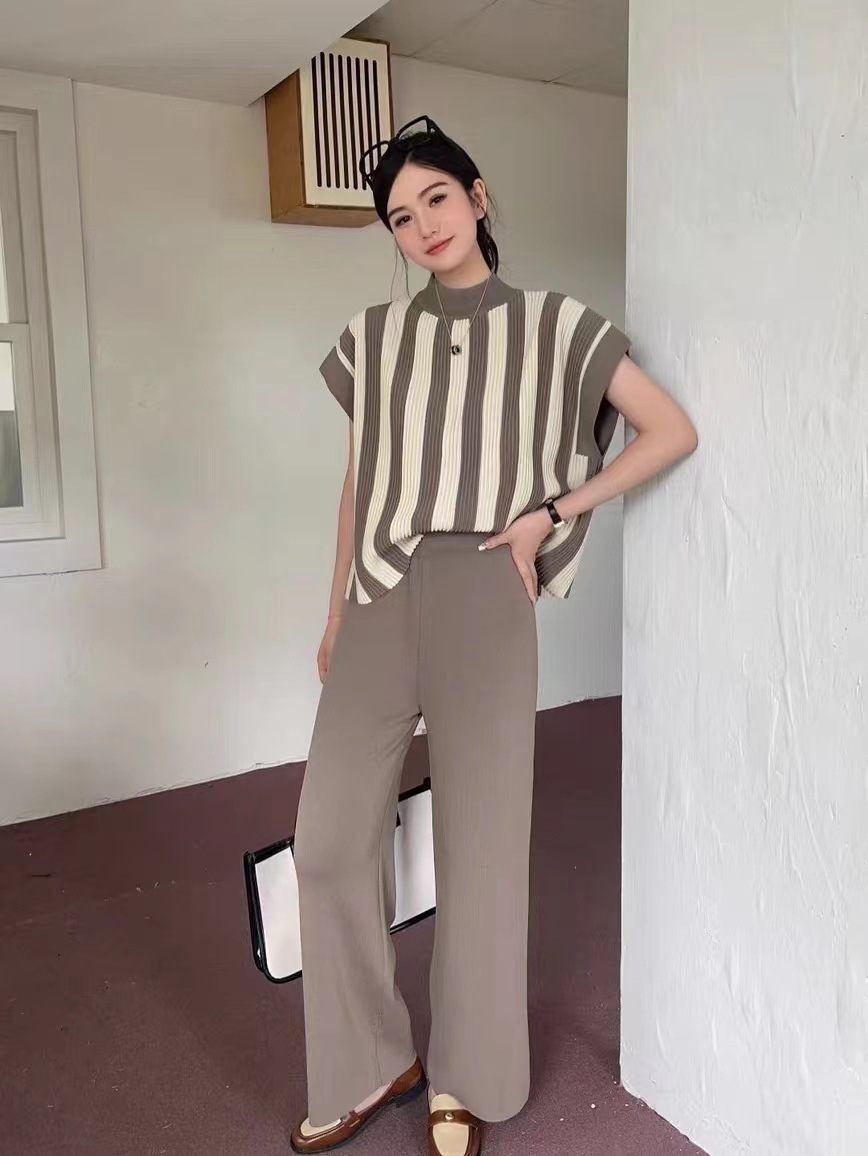 Daily Occasion Daily Women's Casual Elegant Stripe Polyester Pant Co-ord Set Pants Sets