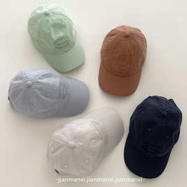 亲子款简约新款儿童棒球帽男女宝宝夏季小清新出游软顶遮阳鸭舌帽