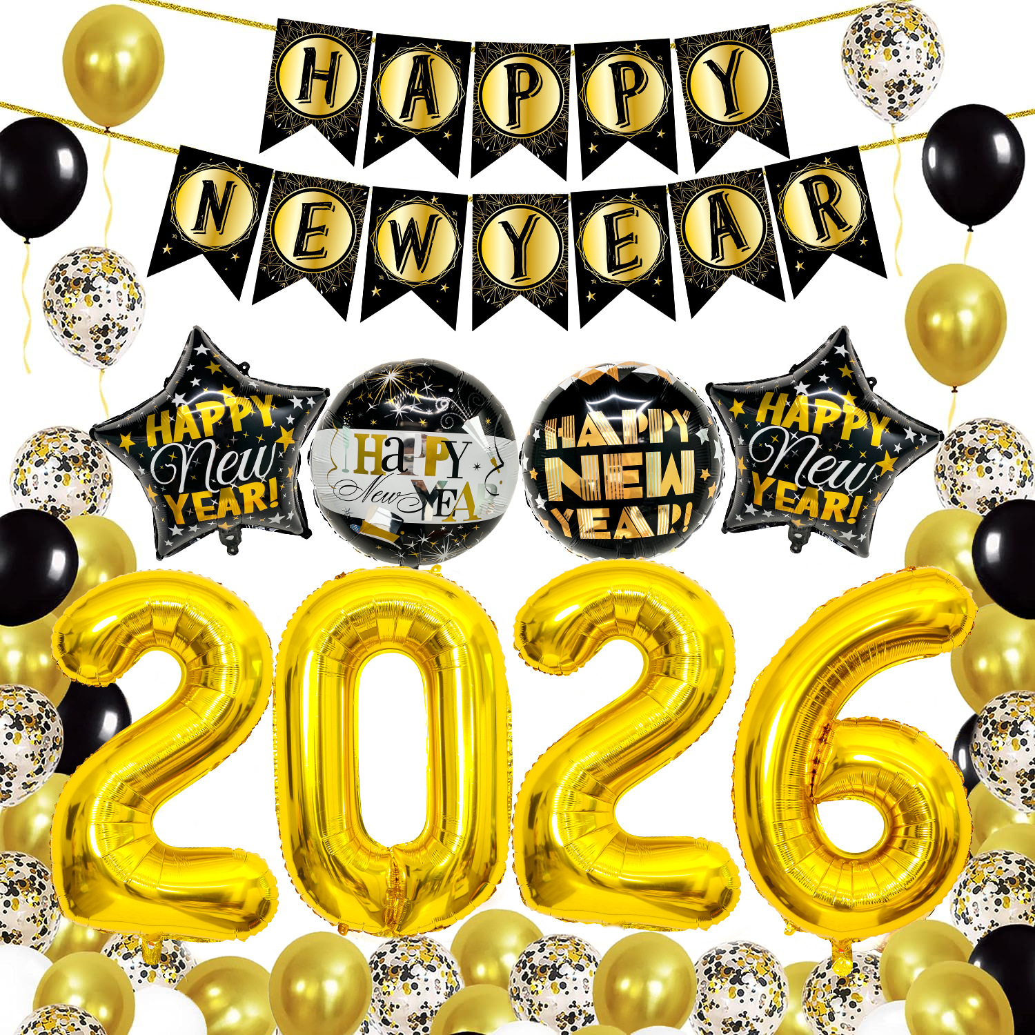 Traje de globo de Año Nuevo Traje de bandera de Año Nuevo Venta al por mayor transfronteriza Combinación digital de 32 pulgadas Globo de fiesta de año nuevo