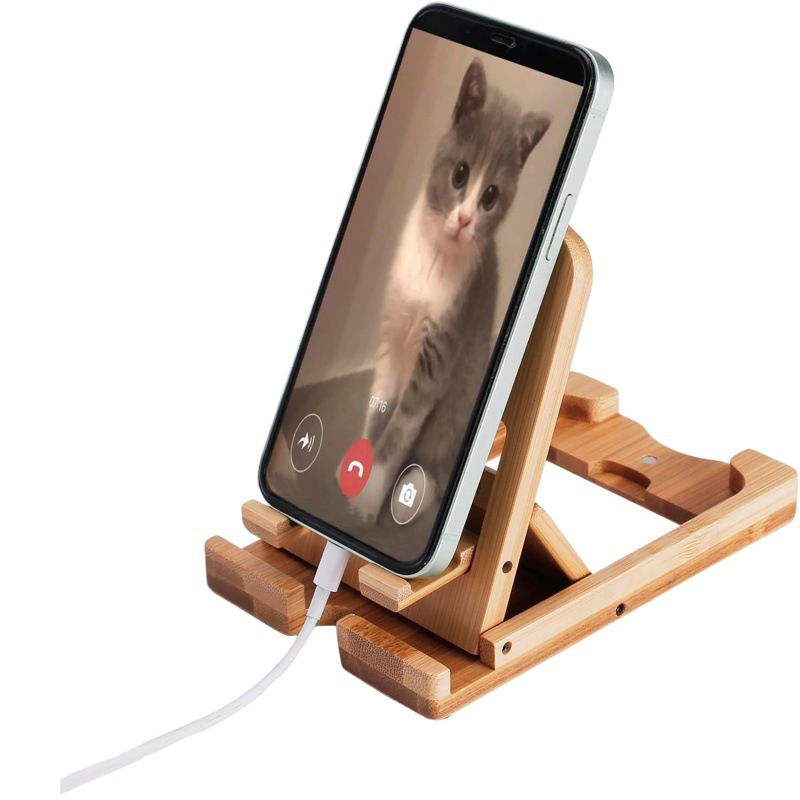 Bamboo Mobile Phone Bracket Foldable Universal Tablet PC Rack Mobile Phone Base Solid Wood Desktop Drama Mobile Phone Rack
