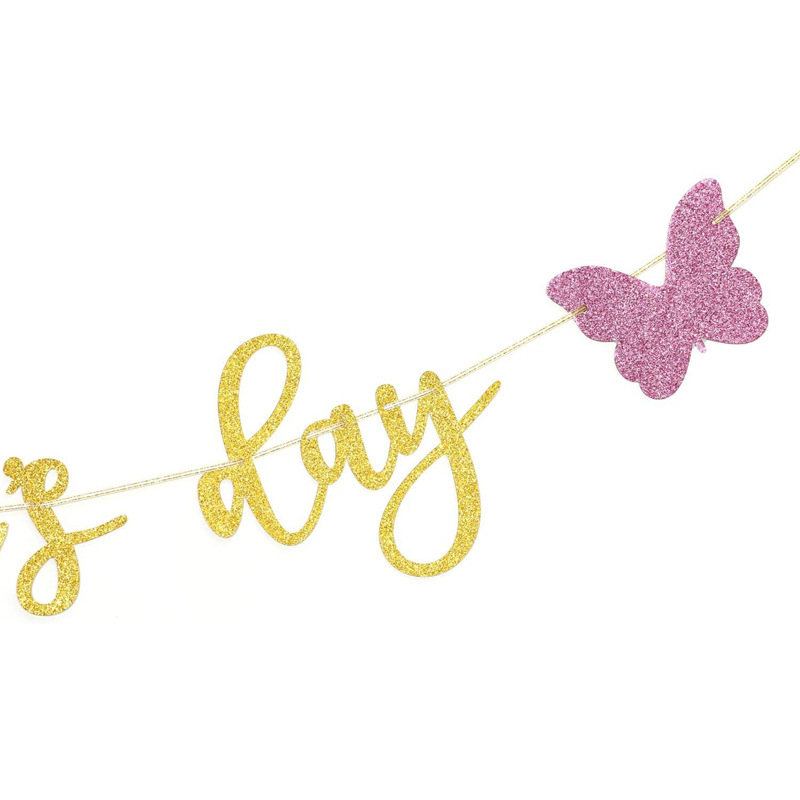 Feliz Día de la madre banner traje transfronterizo brillo polvo Garland decoración fiesta Fondo banner pull bandera