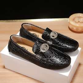 高端跨境男士简约新款豆豆鞋牛皮商务皮鞋时尚英伦风真皮男鞋