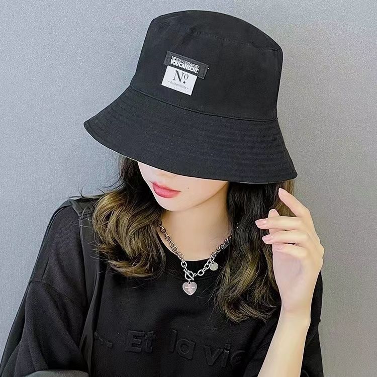 漁夫帽子女春秋韓版百搭日系ins字母雙面戴小沿遮陽防曬水桶盆帽
