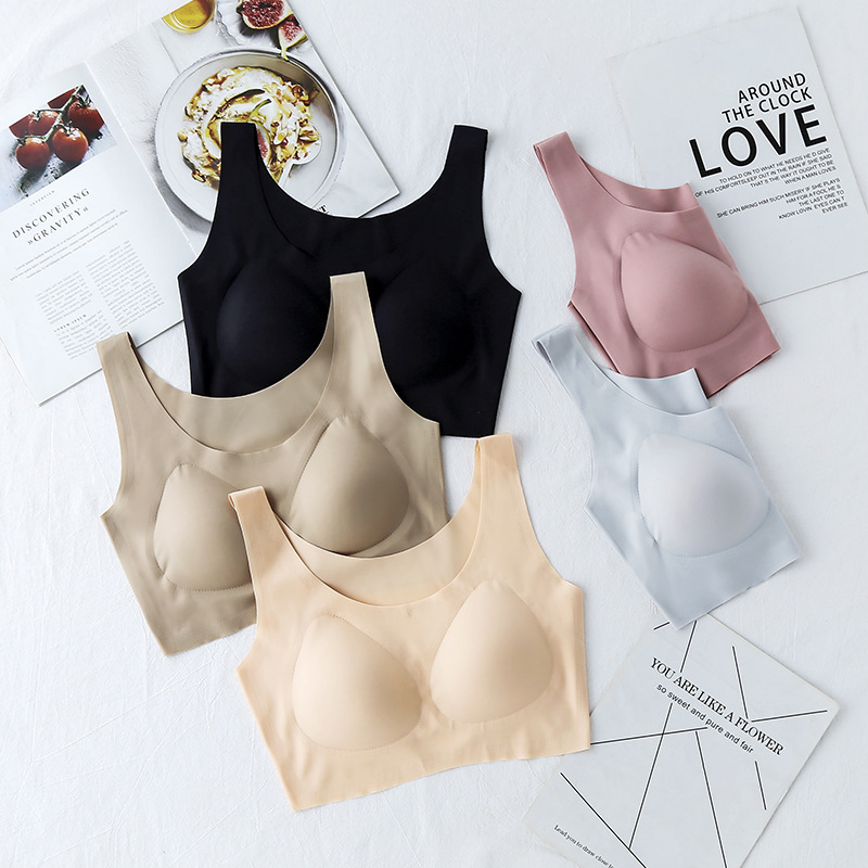 Explosive without steel ring underwear women's breathable seamless underwear women's one-piece Sports sleep bra thin big chest small
