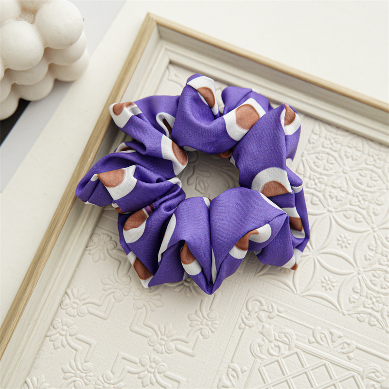 Changchun flower blue printing series large intestine hair band headgear cross-border elastic headrope satin hair band hair accessories_voghion.com