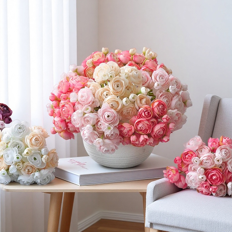 보유 꽃 꽃다발 시뮬레이션 웨딩 들러리 사진 소품 홈 장식 가짜 꽃 손 넥타이 미니 룰리안 꽃다발