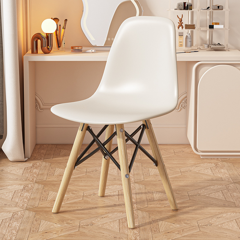 化妆椅家用房间靠背简约美甲实木凳子轻奢女生卧室梳妆台椅L^