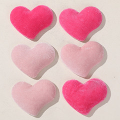 韓版少女粉色高級感絲絨毛絨歪角愛心桃心diy頭飾髮飾女材料批發