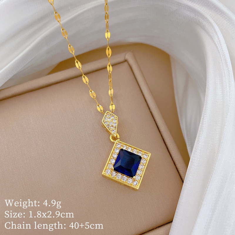 【钛钢】微镶项链耳环套装轻奢菱形吊坠个性气质宴会耳饰项饰组合详情15