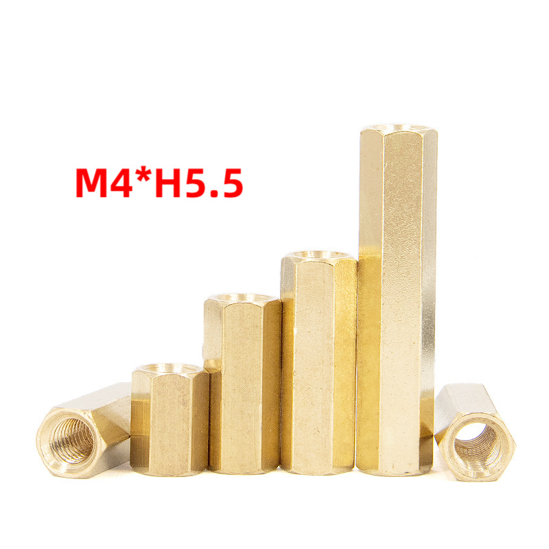 H59双通六角铜柱M4*H5.5内螺纹六角双通铜螺柱工厂批发内牙铜螺柱