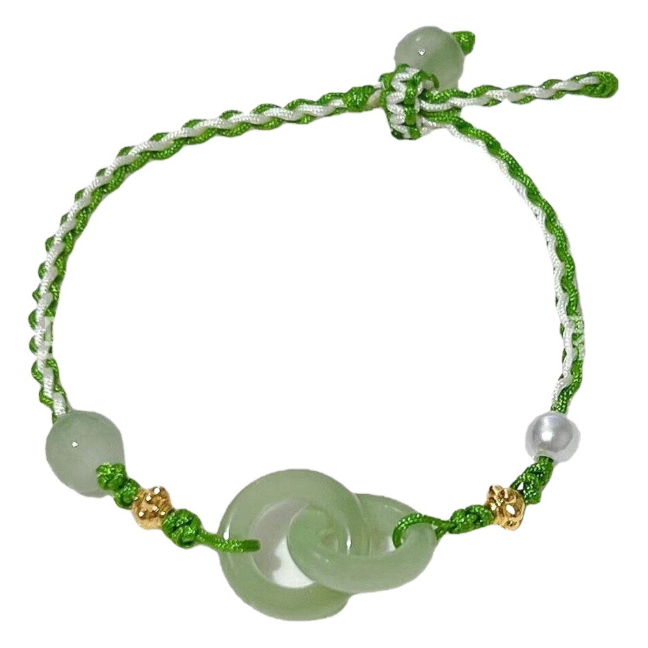 National style interlocking Pearl hand-woven hand rope women's national style retro all-match adjustable best friend gift