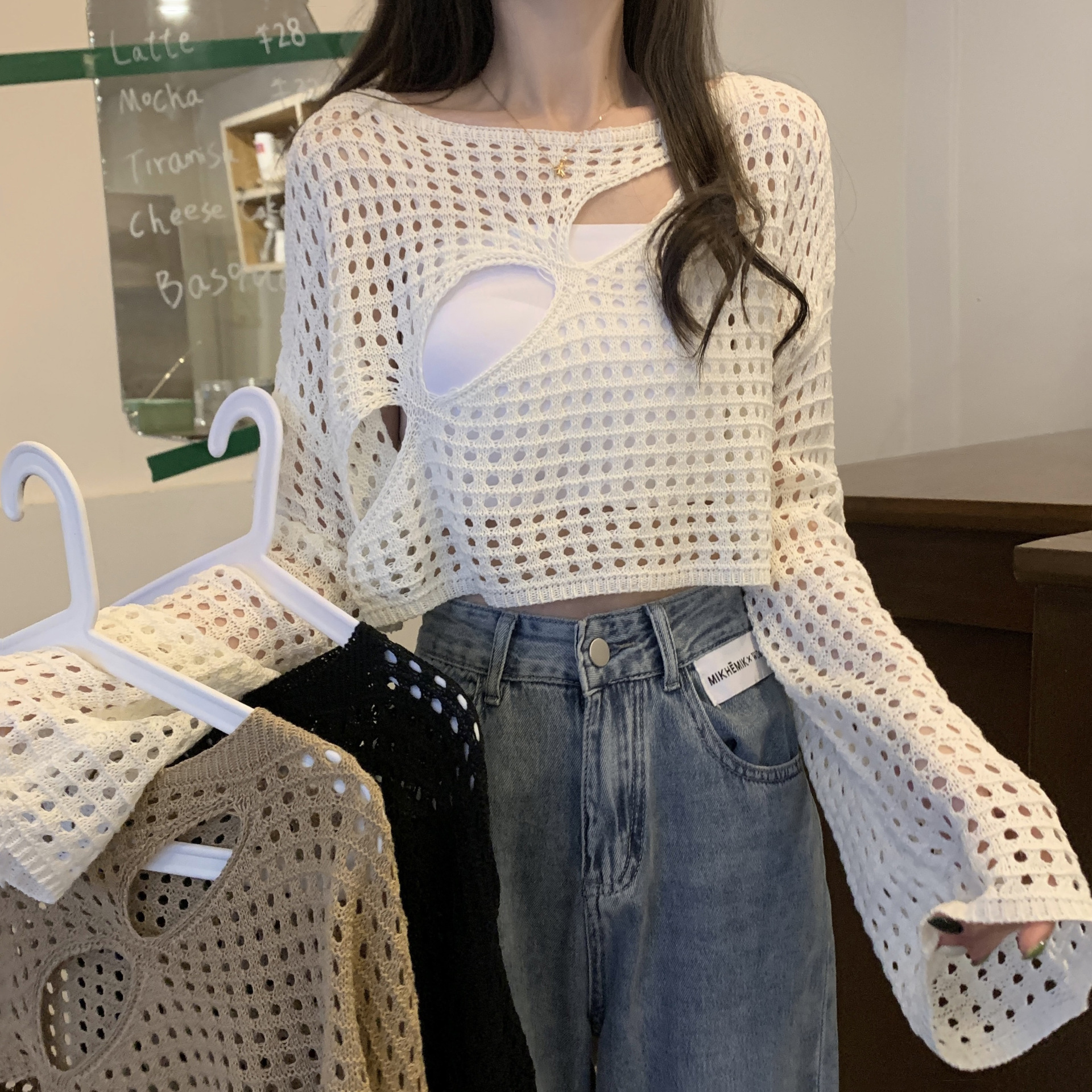Lace summer elegant fashionable Japanese shiffon long-sleeve