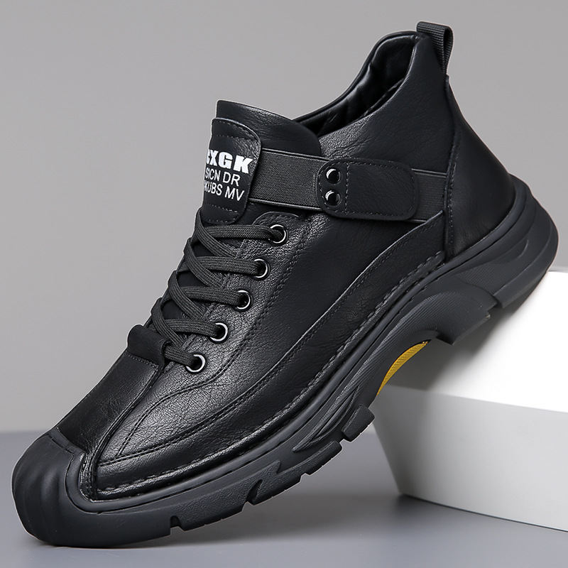 2025秋季新款男士手工上线休闲皮鞋男高帮冬季加绒保暖棉皮鞋