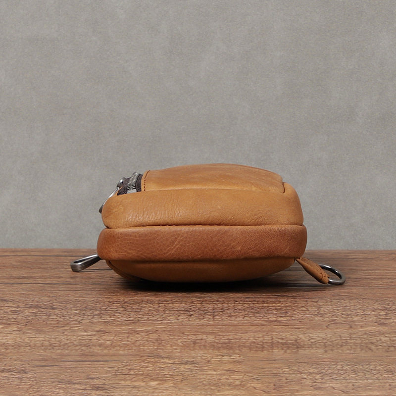 Túi đeo chéo nam mini da bò lớp đầu 13x5x19 cm — Màu đen chi tiết 5