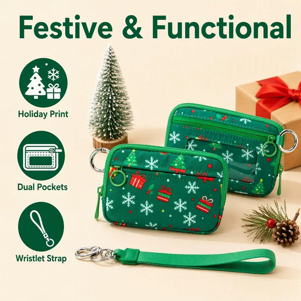 lulu-style polyester waterproof chest bag, cardholder, wristlet, Christmas portable bank card and coin purse