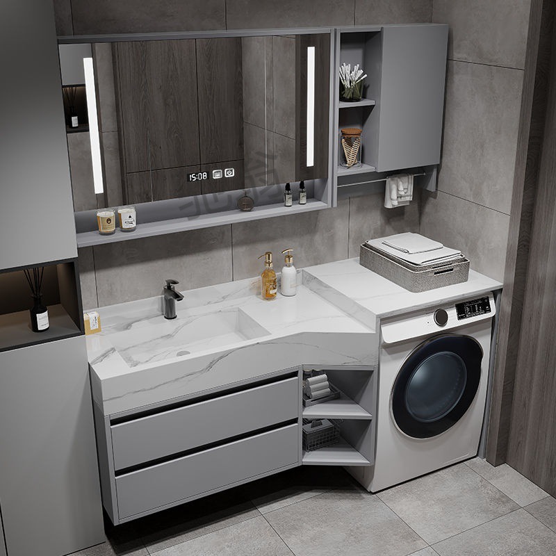 Xac阳台洗衣机一体柜现代简约岩板浴室柜组合卫生间洗漱台洗手洗