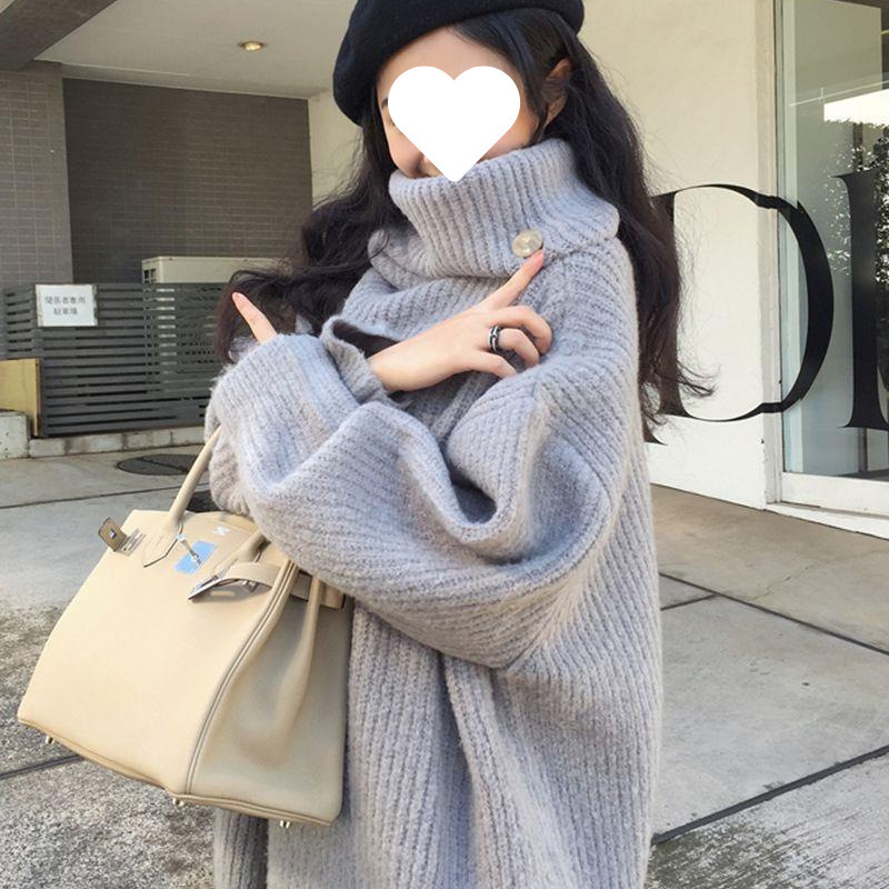 Plus Size 150kg Fat Girl Turtleneck Thickeneded Knitwear Women's Outer Wear Autumn and Winter Style Loose Knitted Knitwear Tops for Women