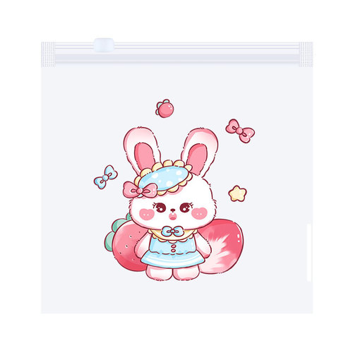 Transparent PE Snack Packaging Bag with Cute Cartoon Rubber Band Decorative Storage Bag for Unicorn Students Zipper Pouch