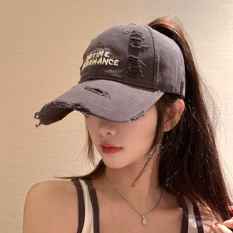 Summer Open-Top Fashion Trendy Distressed Soft-Top Baseball Cap Casual Versatile Korean Style Duckbill Cap Summer Open-Top Fashion Trendy Distressed Soft-Top Baseball Cap Casual Versatile Korean Style Duckbill Cap