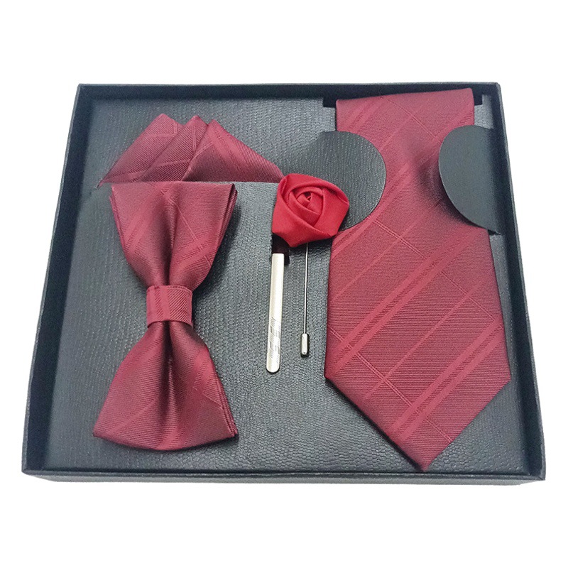 Directo de fábrica desgaste formal hombres corbata cuadrada bufanda caja regalo moda boda cena novio pajarita traje