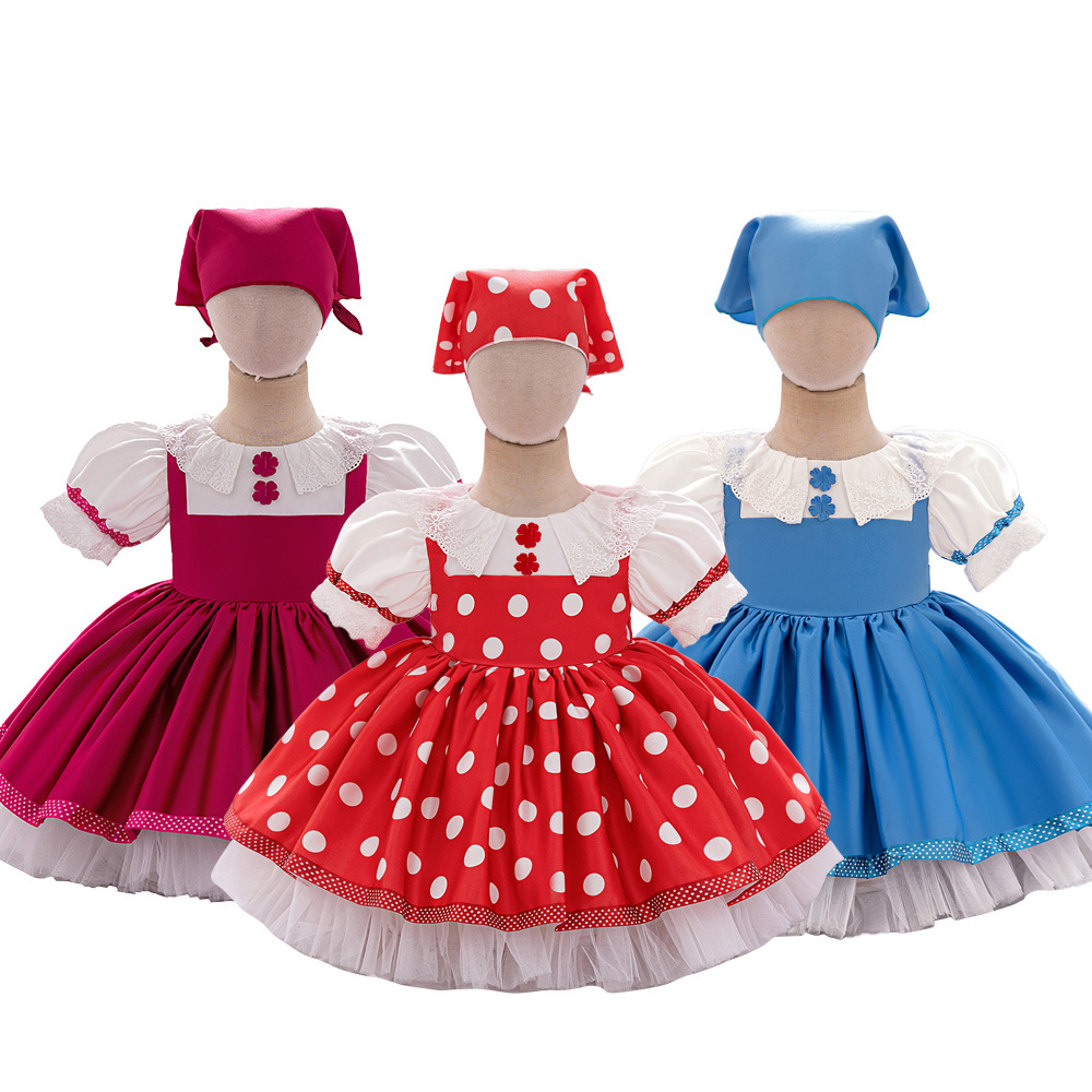 Europa y los Estados Unidos nuevo Martha y oso cos vestido de niña burbuja manga plegado vestido de fiesta vestido de papel infantil