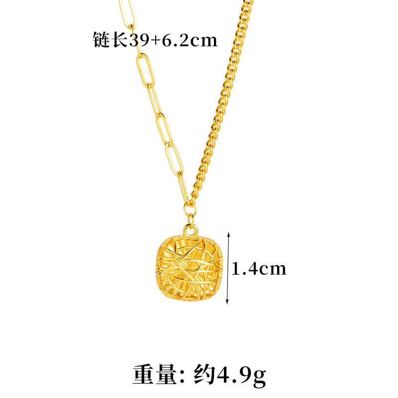 Collar de azúcar de oro de Vietnam, atrapadora de sueños, nicho de alta calidad, anillo de aretes de alambre geométrico para mujeres.